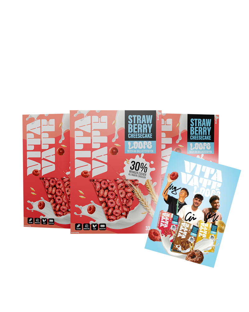 3er-Paket VitaVate Loops Strawberry Cheesecake (3x 330g-Packung)